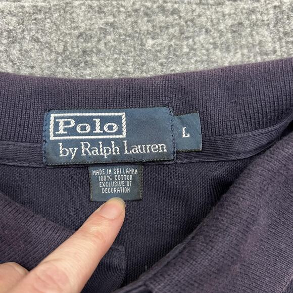 Polo Ralph Lauren Polo Shirt Mens Large Navy Red Pony Embroidered Short Sleeve - Picture 4 of 7